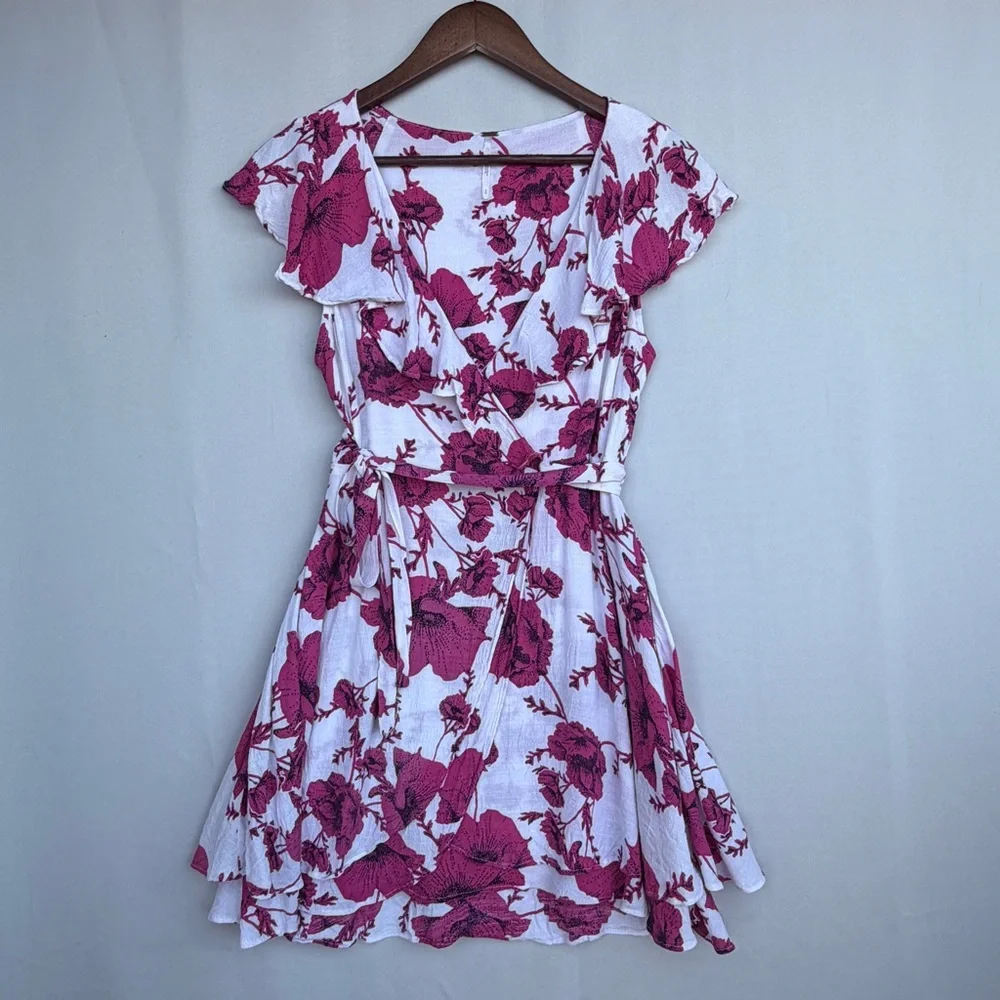 FREE PEOPLE FRENCH QUARTER BOHO MINI WRAP DRESS SZ SMALL